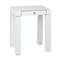 OSP Home Furnishings REF17-WH Reflections Accent Table with White Glass Finish and Crystal Knob, KD